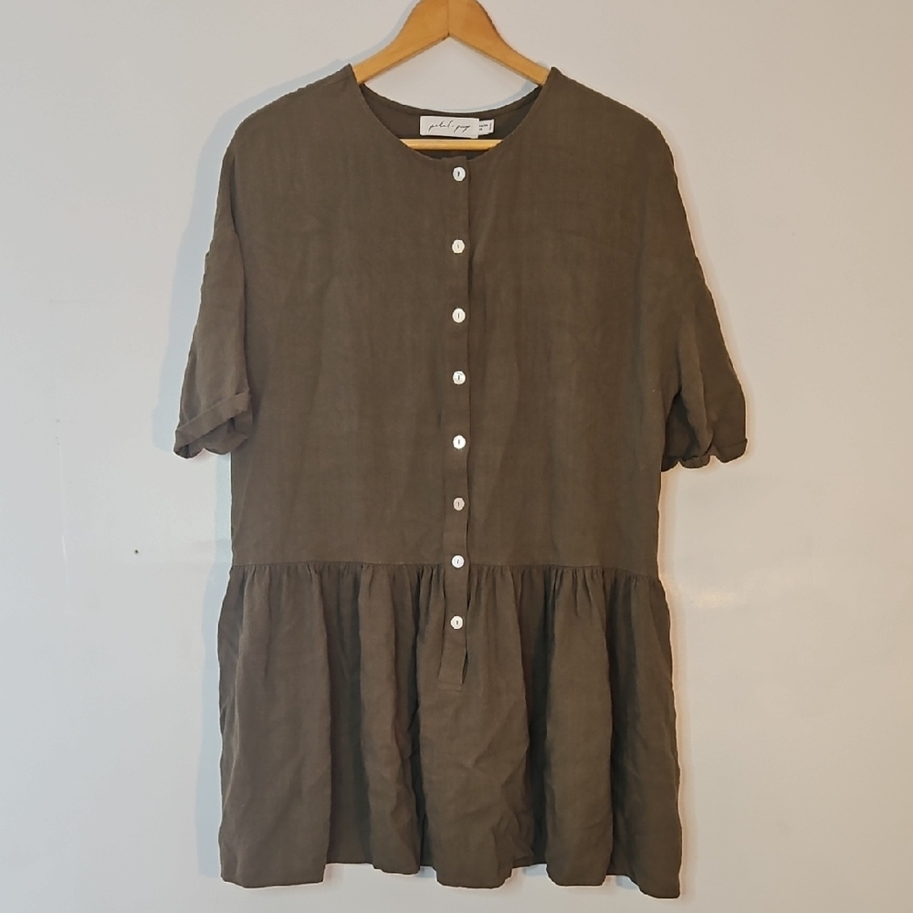 Petal & Pup Khaki Button-Down Mini Dress